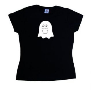 Happy Ghost Halloween Black Ladies T Shirt Clothing