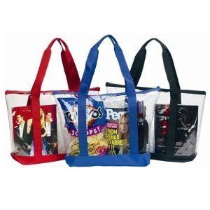 Large Clear Tote Bag with Zipper Closure (Black) Clothing