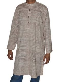 Hand Made Casual Wear Indian Khadi Long Mens Kurta Size L