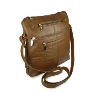 Genuine Pebbled Leather Handbag Purse w/ Zip Pockets