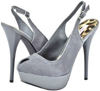 Qupid Neutral 128 Gray Fabric Women Platform Pumps Shoes