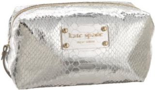 Spade Foiled Again Medium Leila Cosmetic Case,Silver,one size Shoes