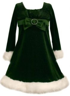 Trim Glitter Stretch Velvet Empire Waist Dress (18.5, Green) Clothing