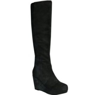 Bakers Womens Nassau Wedge Boot Black Suede 5 Shoes