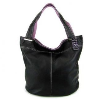 COSETTE Italian Made Black Leather Designer Bucket Handbag