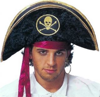 Caribbean Pirate Hat with Skull Crossbones and Headband