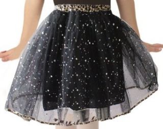 POPATU   Black Leopard Skirt with Sparkling Silver Laser