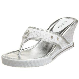  GUESS Womens Rufous Casual Log Wedge,White Multi,5 M US Shoes
