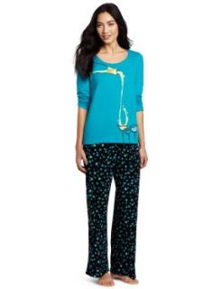 Hue Sleepwear Womens Double Face Jer Cocktail Pajama Set