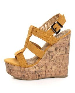  Ladies Yellow Designer Fashion Shoes Buckle Wedges 5.5 Shoes