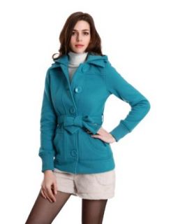 Doublju Womans Casual Jacket With Hoodie And Belt