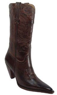Womens Western Cowboy Boots Shoes Leather Crazy Horse Brown Shoes