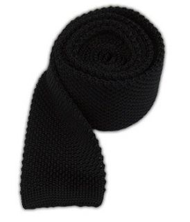 100% Silk Knit Black Skinny Tie Clothing