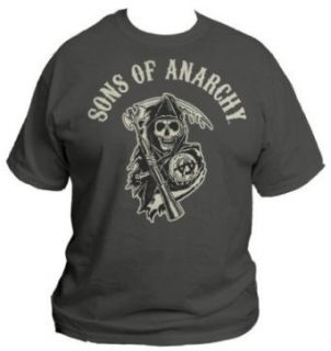 Sons of Anarchy SOA Reaper Biker T Shirt, Gray Clothing