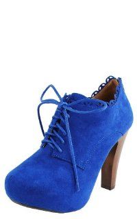  Puffin34 Scallop Edge Laced Ankle Booties COBALT BLUE Shoes