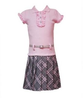 Rare Editions Girls 7 16 Ruffle Top To Plaid Skirt,Pink