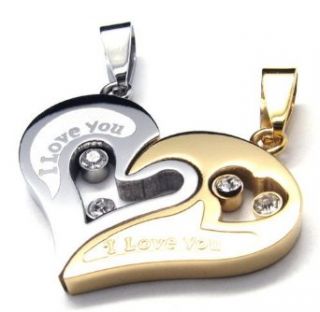 Couple Stainless Steel Necklace Gold & Silver Pendant I