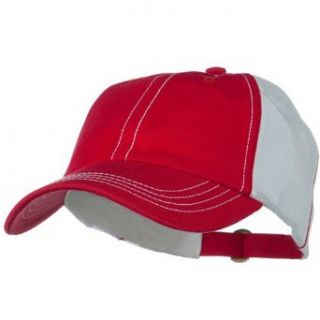 Unstructured Cotton Twill Mesh Cap   Red White W36S64A