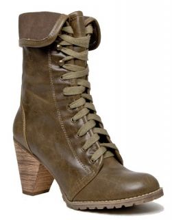 Chelsea Crew Tokyo Heeled Lace Up Boots   Khaki 40 Shoes
