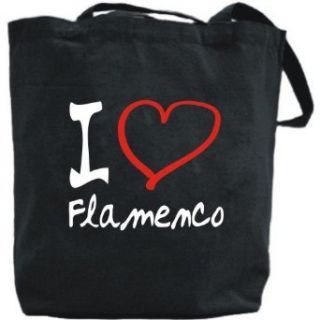 Canvas Tote Bag Black  I Love Flamenco  Music Clothing