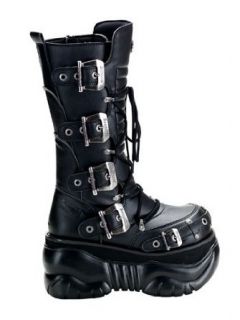 Black Gothic Buckle Platform Boot   11 Clothing