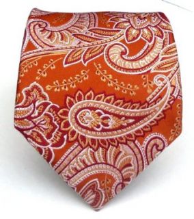 100% Silk Woven Rust Paisley Tie Clothing