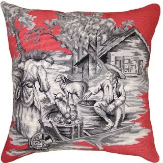 Country Toile Pink/ Black Needlepoint Decorative Pillow Today $45.49