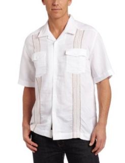 Cubavera Mens Short Sleeve Two Pocket Stitching Shirt