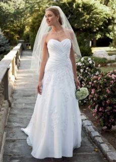Davids Bridal Collection Wedding Dress Petite Satin Gown