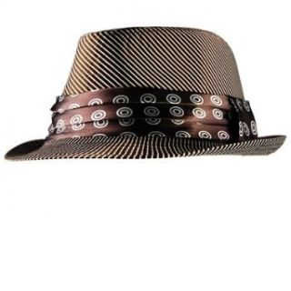 New Fedora Hat Brown/White Stripe Design Band Clothing