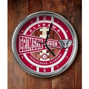 Alabama Crimson Tide Round Chrome Wall Clock Sports