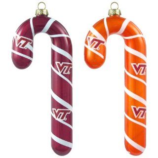 NCAA Virginia Tech Hokies Blown Glass Candy Cane Ornament