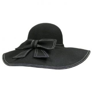 Black Wool Wide Brim Floppy Hat W/ Large Bow Clothing