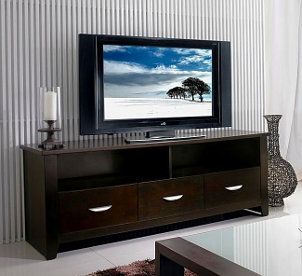 Widescreen LCD television on an entertainment center