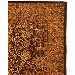 Taj Mahal Burgundy/ Gold Wool Rug (96 x 136)