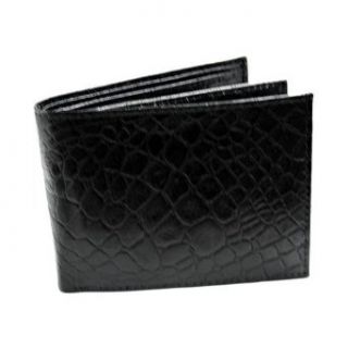 Alligator Style Black Leather Bi Fold Wallet Clothing