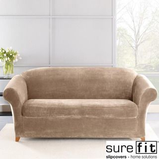 Stretch Plush Sable Sofa Slipcover