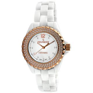 Peugeot Womens Swiss Ceramic Crystal White Dial Watch