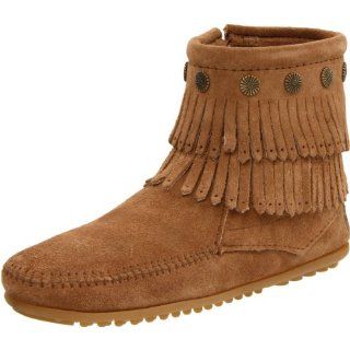 Minnetonka Womens Hi Top Side Zip Dbl Frnge Boot