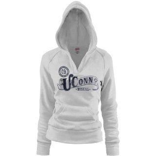 NCAA UConn Huskies Womens White Rugby Distressed Deep V