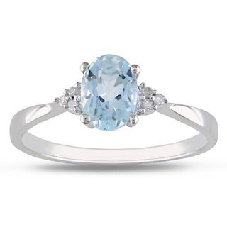 Miadora 10k White Gold Blue Topaz Diamond Accent Ring