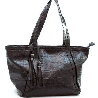 Handbag With Croco Texture Embossed Material Faux Leather Black Shoes