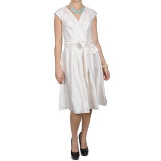 Sangria Womens Pleated Accent Cap sleeve Dress