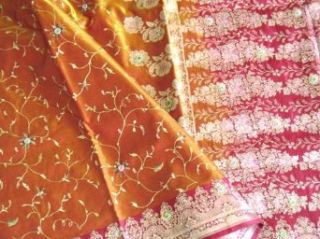 Chocolate Kundan Wedding Bollywood Sari Saree Fabric