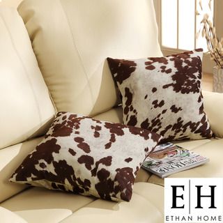 ETHAN HOME Decor Cow Hide Print Pillow (Set of 2)