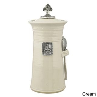 Artisans Domestic Coffee Canister with Fleur De Lys Accents