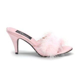 3 inch Classic Marabou Slipper B. Pink Satin Fur Shoes