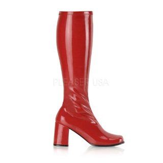 3 inch Block Heel ST Boots Red Str Patent Shoes