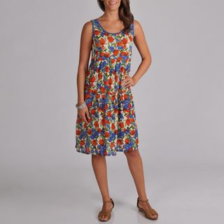 La Cera Womens Crinkle Printed Dress