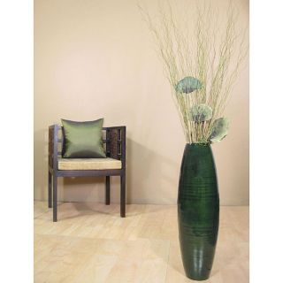 Green Bamboo 28 inch Floor Vase and Basil Green Ting Arrangement